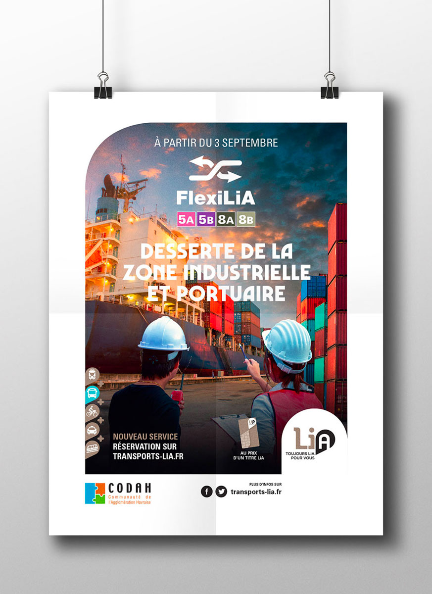 Affiche FlexiLiA : desserte de la zone industrielle et portuaire