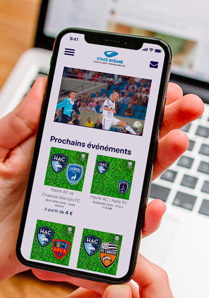 Page des événements du Stade Océane, reliée directement à la billeterie du HAC.