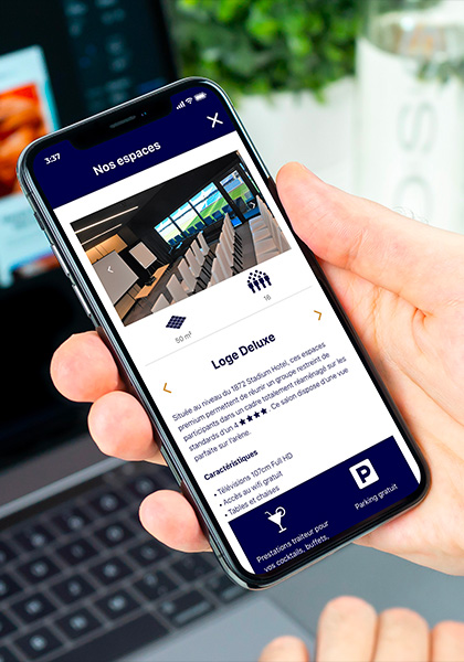 Page de présentation des espaces à louer pour des séminaires, cocktails, etc.